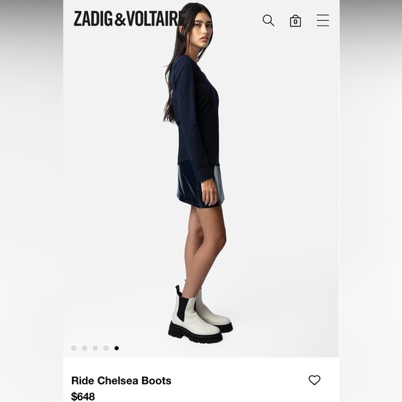 NWT Zadig and & Voltaire Ride Leather Chelsea platform Boots Silver Wings Charm - Picture 6 of 11